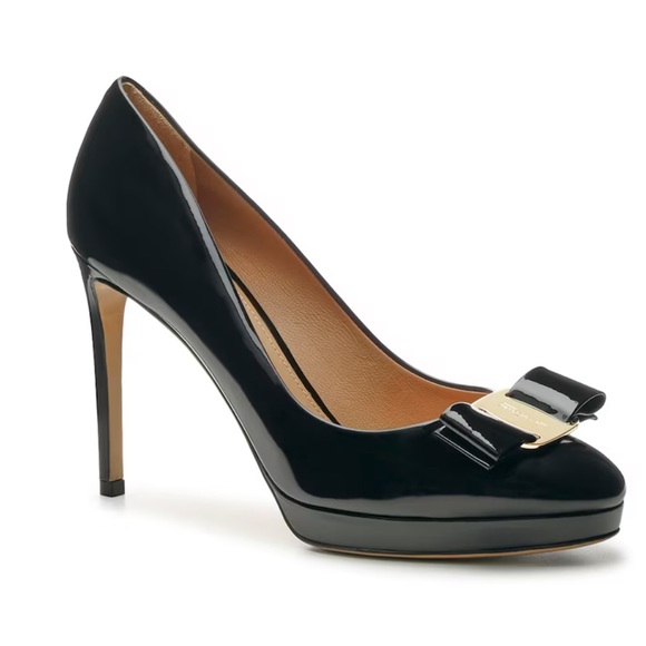Salvatore Ferragamo Shoes - Salvatore ferragamo osimo black patent leather bow pump nwb